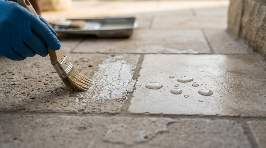 Close-up professional detail shot of terrace tile surface be